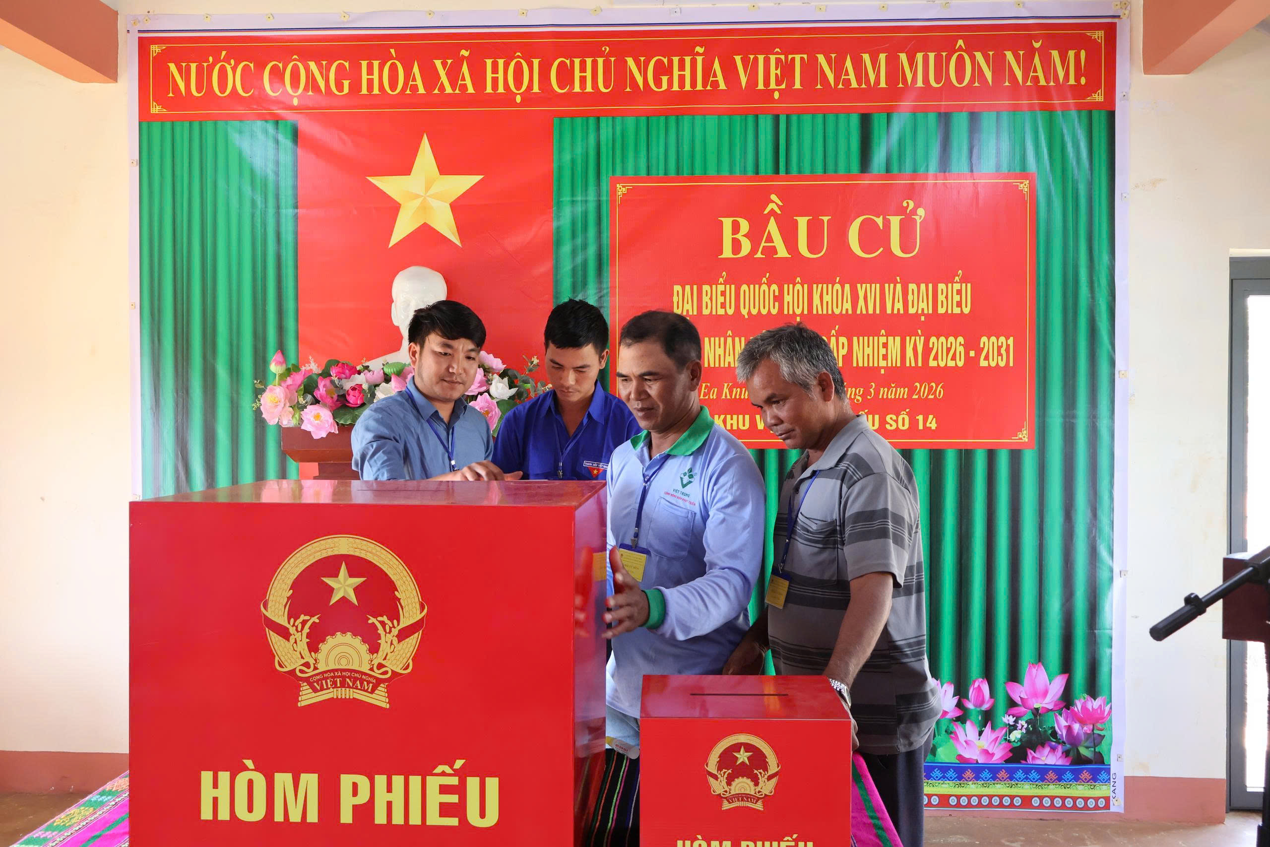 Xã Ea Knuếc diễn tập nghiệp vụ ngày bầu cử đại biểu Quốc hội khóa XVI và đại biểu HĐND các cấp nhiệm kỳ 2026–2031.