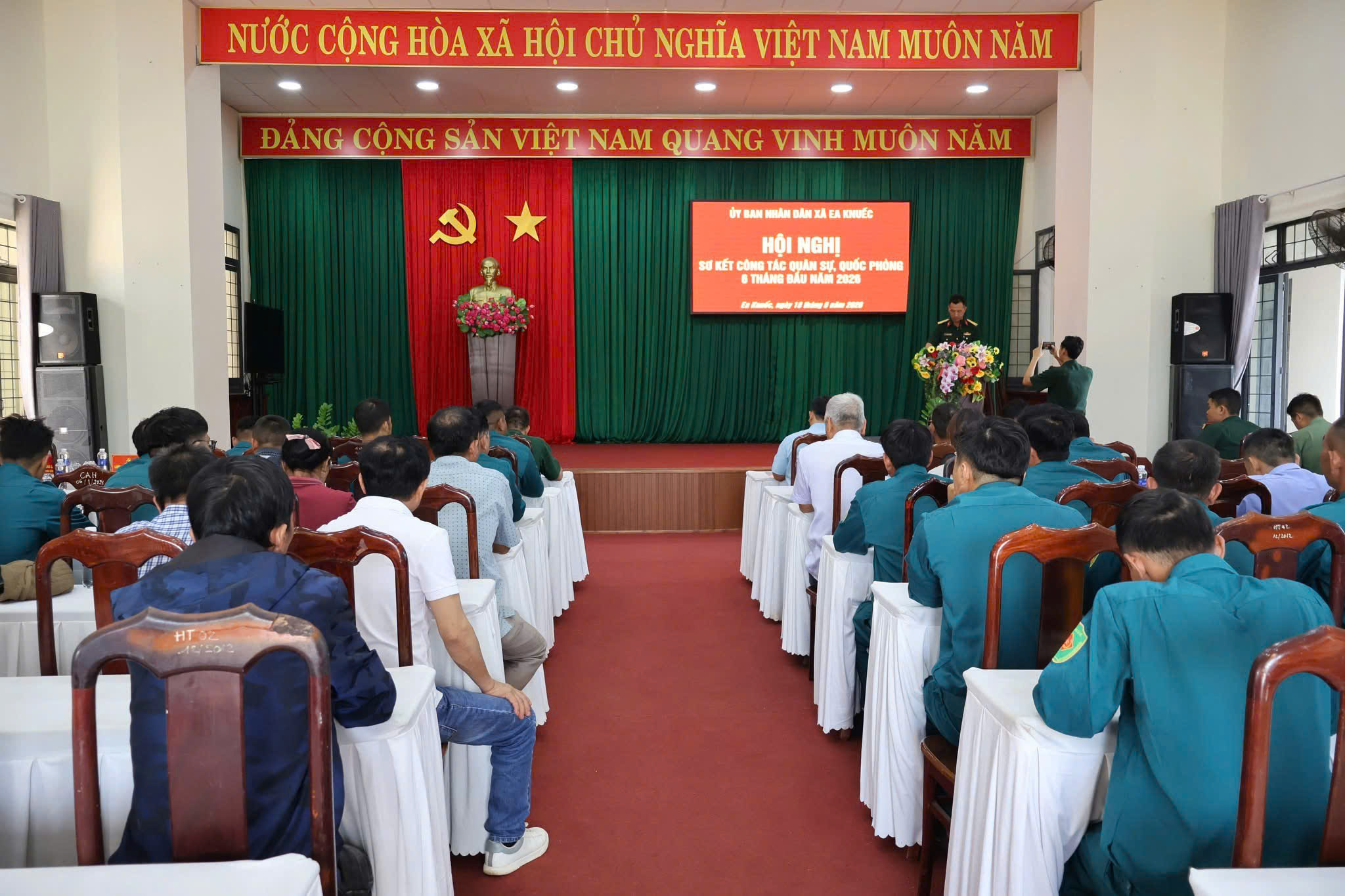 Xã Ea Knuếc sơ kết công tác quân sự, quốc phòng 6 tháng đầu năm và triển khai nhiệm vụ 6 tháng cuối năm 2026.