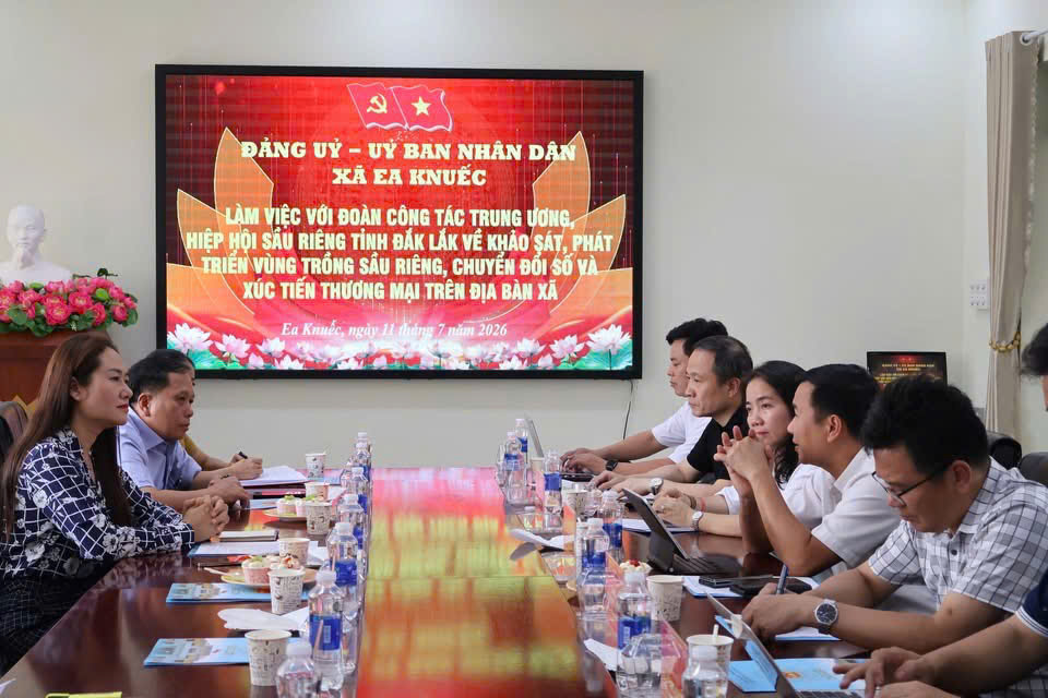 Chuyên gia Đại học quốc gia Hà Nội và Hiệp hội sầu riêng Đắk Lăk về khảo sát, phát triển vùng sầu riêng, chuyển đổi số và xúc tiến thương mại, hỗ trợ phát triển chuỗi giá trị sầu riêng tại xã Ea Knuếc