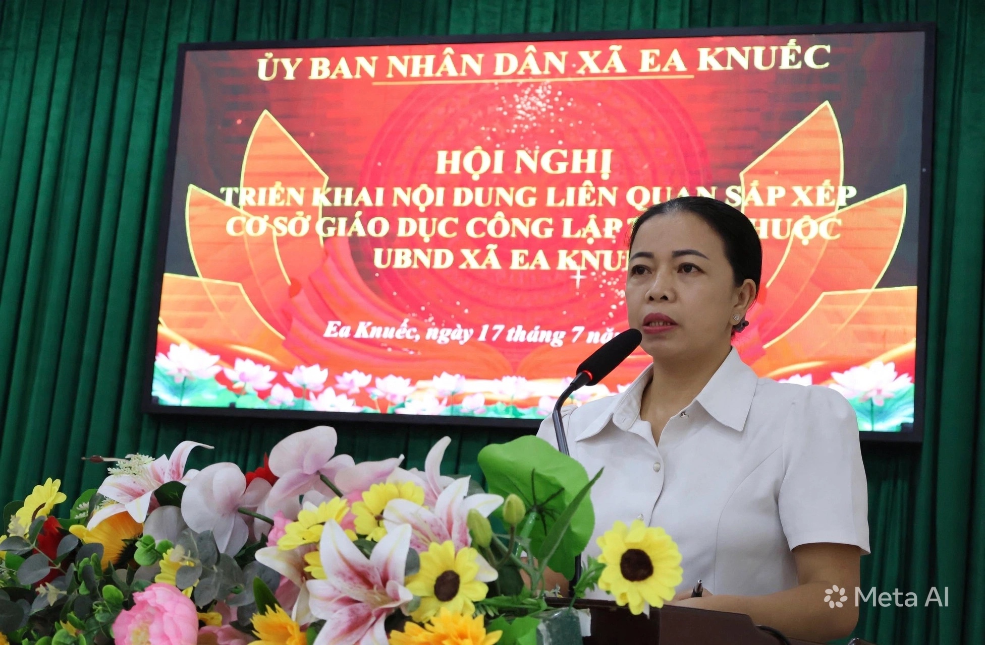 UBND xã Ea Knuếc tổ chức Hội nghị triển khai nội dung liên quan đến sắp xếp cơ sở giáo dục công lập trực thuộc